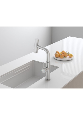 Змішувач на кухню водоспад з висувною лійкою нержавіючий Nett LS-35 (352730007)