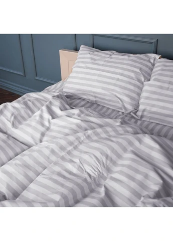 Постільна білизна Бязь 17-0600 Stripe White Gray Полуторний Mirson (399186198)