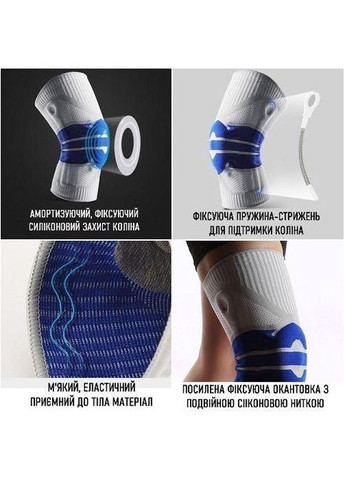 Бандаж на колінний суглоб . M/38-40см. Напівжорсткий. Ребра жорсткості. Кільце-Фіксатор. Біло-Синій. Bd AB058 (307288170)