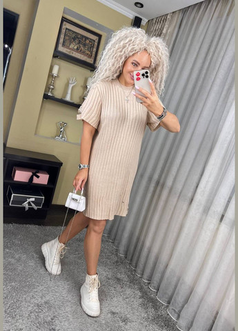 Бежевое платье анита рванка из итальянского бежевого хлопка You Best