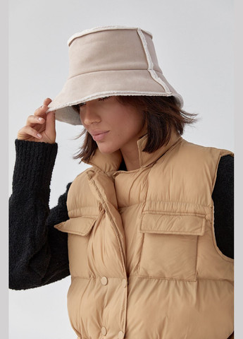 Женская демисезонная панама с экозамшей - бежевый цвет, L (sku_02301) No Brand (313614755)