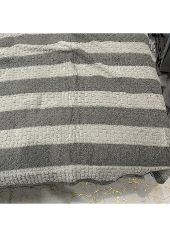 Двосторонній Плед-Покривало 2-в-1 – Хутро & Тедді. Розмір Євро (200x230 см) сірого кольору. No Brand (363834554)