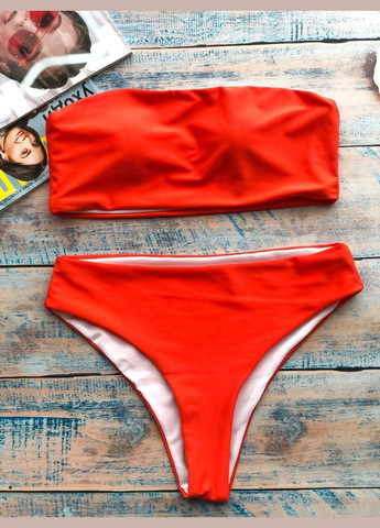 Красный летний купальник женский лиф и трусики топ, раздельный, бикини No Brand