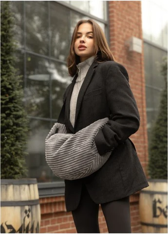 Жіноча сумка HOBO Dolly тканева графітова 50х28x5см Sambag (399207525)