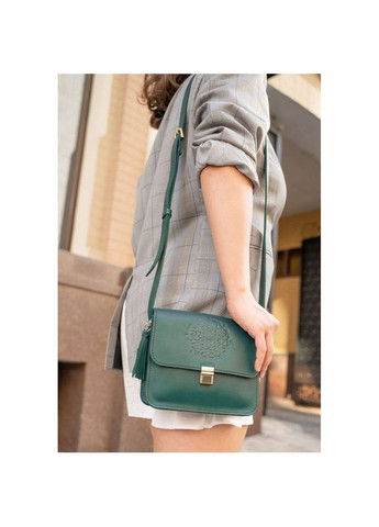 Сумка крос-боді через плече з натуральної шкіри жіноча для документів та для телефону маленька Зелений 40198 BlankNote (361970401)