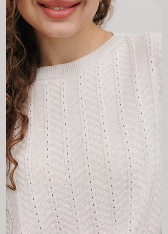 В'язана жіноча футболка світло-молочна з ажурними візерунками Arjen - (294906954)