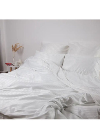 Євро комплект постільної білизни Страйп Сатин з наволочками 70*70 см, Pure Білий (27820200215) ТЕП (365851984)