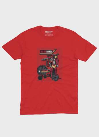 Червона демісезонна футболка для хлопчика з принтом супергероя - залізна людина (ts001-1-sre-006-016-014-b) Modno