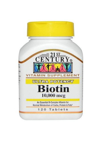 Біотин, Biotin,, 10000 мкг, 120 таблеток 21st Century (364312445)