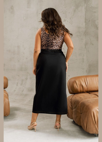 Черная повседневная однотонная джинсовая юбка No Brand карандаш