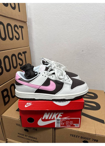 Білі кросівки чоловічі nike dunk low white brown pink найк данк білі демісезон No Brand