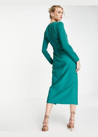 Зеленое коктейльное платье Asos однотонное
