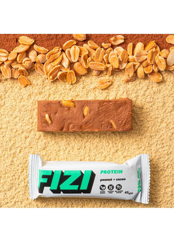 Протеїновий батончик без глютену FIZI Peanut cacao 29% 45 г х 10 шт Рослинний протеїн (4820262540054) No Brand (355878174)