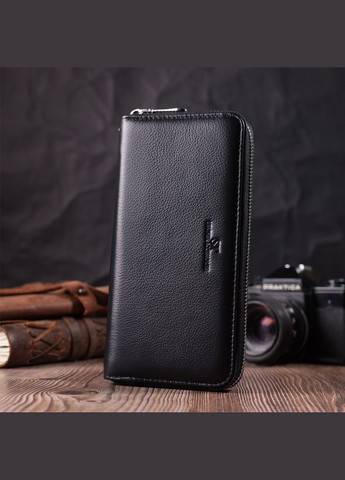 Універсальний гаманець-клатч на одне відділення з натуральної шкіри 22559 Чорний st leather (298568613)