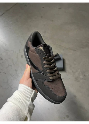Коричневі кросівки чоловічі nike travis scott x jordan 1 retro low og sp brown найк аір ретро коричневі демісезон No Brand