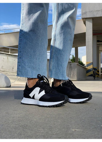 Черные демисезонные кроссовки мужские new balance 327 black white v3 нью беланс 327 No Brand