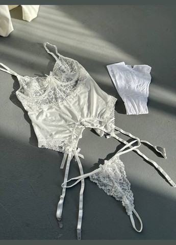Білий комплект еротичної білизни Domino