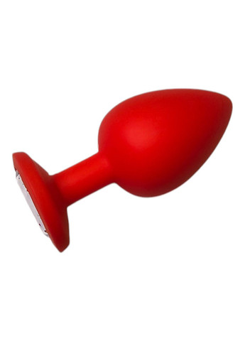 Анальна пробка силіконова червона з прозорим каменем середнього розміру Red Anal Plug Розмір M China (319774243)