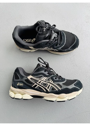 Черные летние кроссовки asics gel-nyc black/grey/beige асикс гель нюк No Brand
