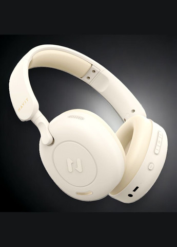 Беспроводные наушники с шумоподавлением HV-H655BT ANC бежевые до 76 ч автономной работы Havit 27980 (282313601)