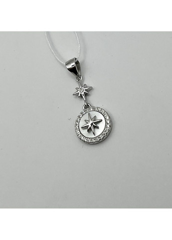 Кулон срібний з перламутром і кубічним цирконієм "Зірка" 1,57 г No Brand (369736520)