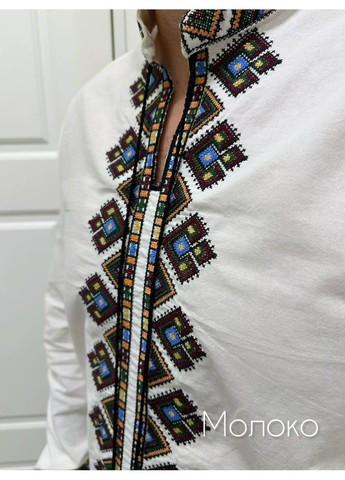 Молочная вышиванка мужская выполнена в традиционном украинском стиле, с рукавами, турция Україна (349810473)