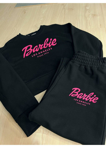 Костюм женский 485-485 Barbie оверсайз свитшот и брюки палаццо черный Quzen (339101446)