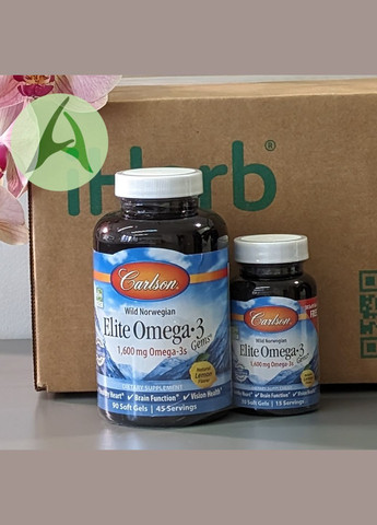 Elite Omega-3, Омега-3 кислоти з норвезької риби дикого вилову, натуральний лимонний смак, 1600 мг, 120 капсул Carlson Labs (329193291)