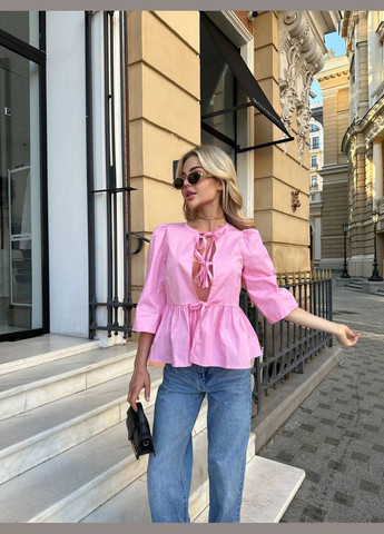 Розовая кэжуал рубашка однотонная Adelante