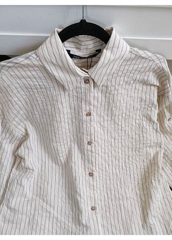 Смугаста сорочка з підгорнутими рукавами Zara (353492261)