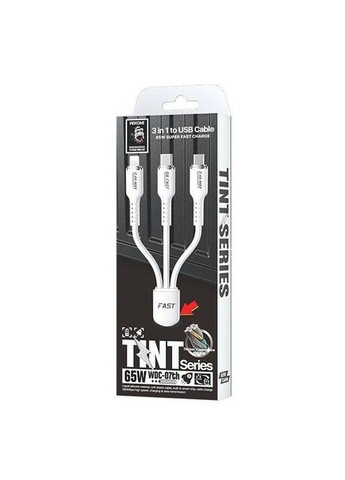Кабель Tint Real Silicon 3-in-1 Super Fast Charging 66W білий (WDC-07th) Wekome (355949837)