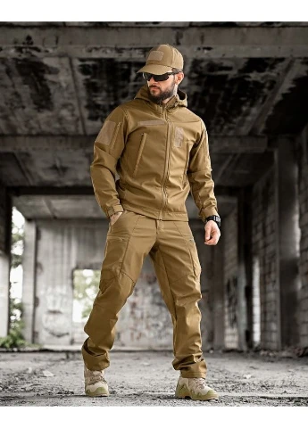 Тактичний костюм Softshell Aura водовідштовхувальний з липучками для шевронів і манжетами на хлястиках No Brand (355245491)