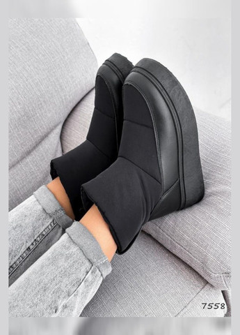 Черные женские дутик зимние черные теплые дутые ботинки на меху на зиму короткие Viki