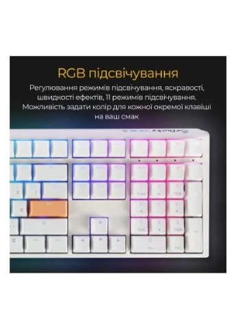 Клавіатура (DKON2108ST-CUAPXPWWWSC1) Ducky One 3 Cherry MX Blue RGB UA USB White (358066697)