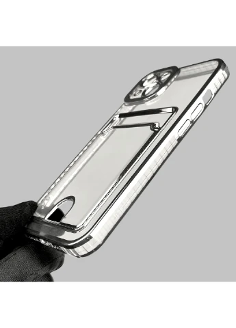 Чохол для iPhone 13 зі срібною окантовкою з кишенькою для карток на айфон 13 срібний Apple (366021711)