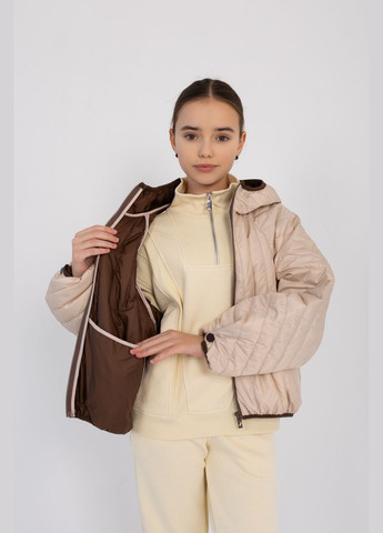 Комбінована демісезонна куртка фріда молочно - кемел Cvetkov Фрида