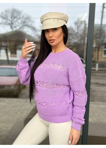 Бузковий демісезонний жіночий тоненький ажурний светрик джемпер No Brand