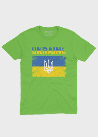 Салатовая демисезонная футболка для девочки с патриотическим принтом ukraine (ts001-2-kiw-005-1-044-g) Modno
