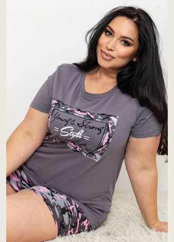 Сіра всесезон жіноча піжама футболка + шорти No Brand