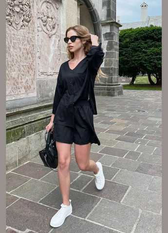 Летний костюм рубашка с шортами. Черный Seventeen (345707930)