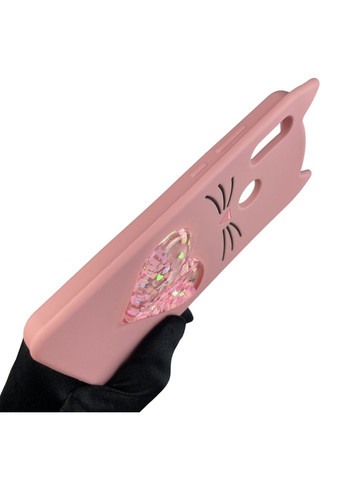 Чехол для P Smart 2019 детский 3д в форме котика переливашка сердечко на хуавей п смарт 2019 пудровый Huawei (366020779)