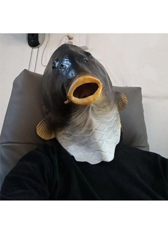 Реалістична латексна маска риби для дорослих, сірий костюмований аксесуар для косплею, вечірок і карнавалів No Brand (364191319)