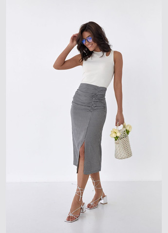 Клітчаста спідниця міді з розрізом Liton (297057655)