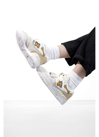 КРОССОВКИ ЖЕНСКИЕ NEW BALANCE 550 WHITE / BEIGE НЬЮ БЕЛАНС 550 No Brand белые демисезоны (367177361)