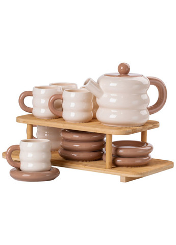 Чайный сервиз Donut керамический на 6 персон, бежевый Yiwu (322503831)