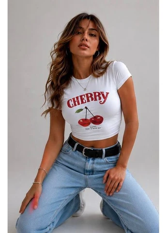 Футболка кулір з принтом CHERRY DK/DL Мода без кордонів - (394657588)