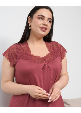 Вискозная сорочка с кружевом по плечам Nicoletta (349444353)