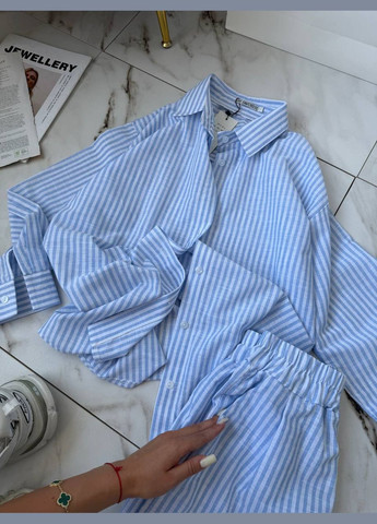 Костюм шорти та сорочка блакитний в смужку No Brand (346486327)