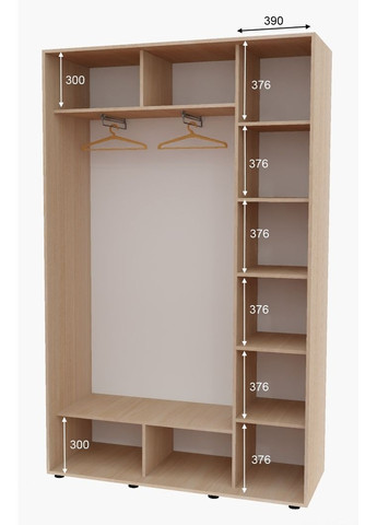 Шкаф-купе двухдверный 160*45*220 см Дуб молочный 2 двери ДСП + Зеркало Алекса (356774908)