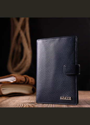 Вертикальне портмоне для документів чоловіче з хлястиком із натуральної шкіри 21190 Синій Karya (306882071)